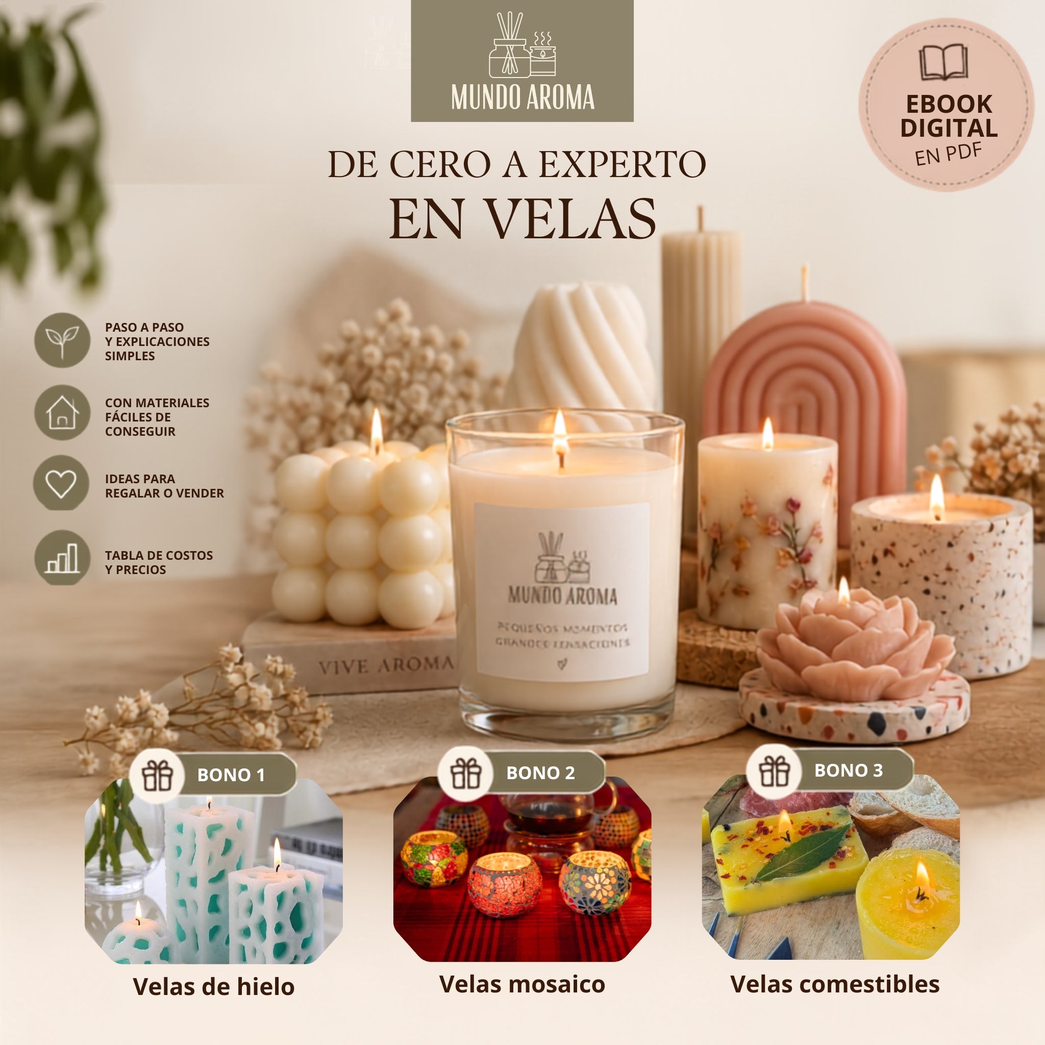 Emprende en velas + 3 bonos: Gana + U$S 700 al mes